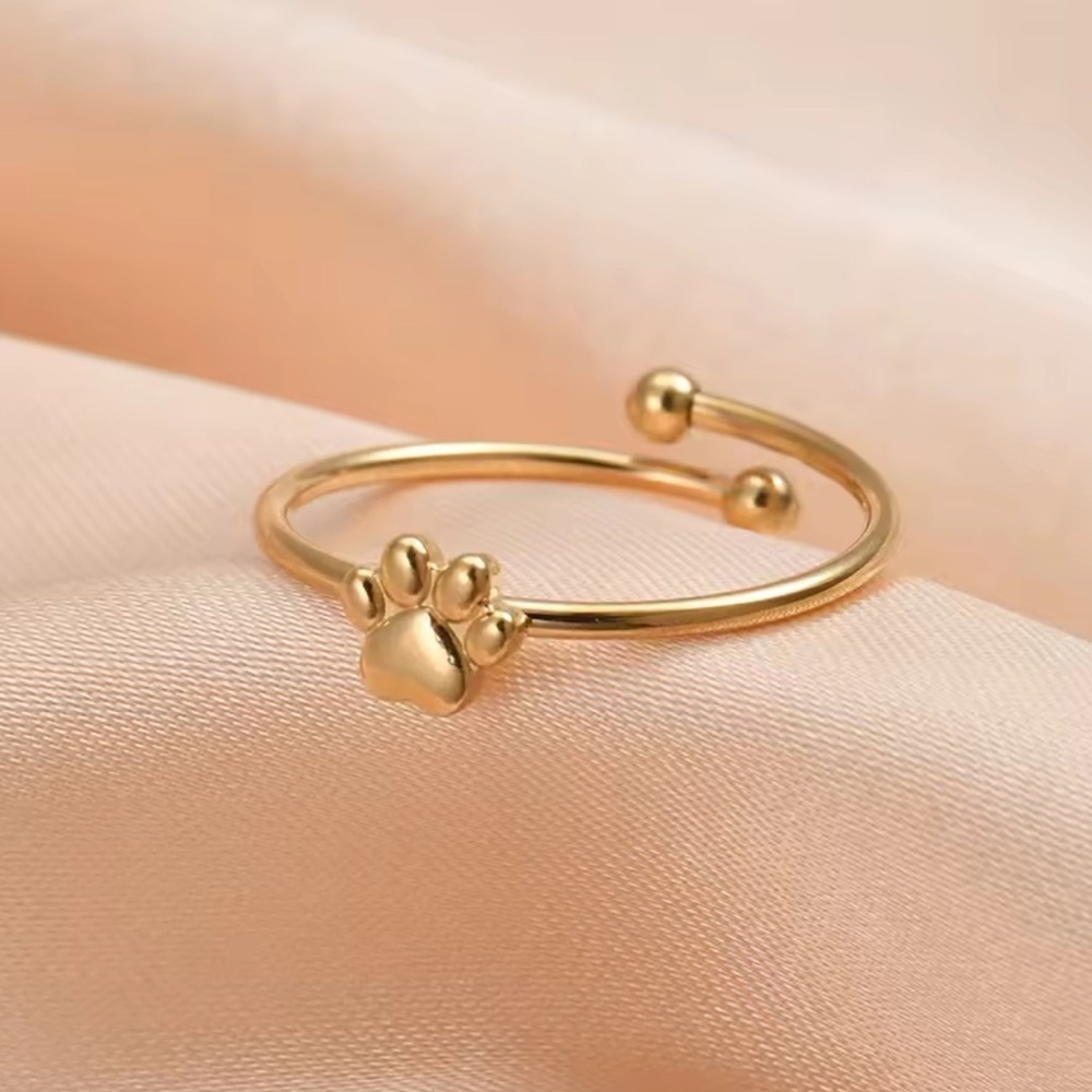 Gold Paw Open Ring. Stainless Steel Gold Color Paw shape Ring 🐾 - Picture 2 of 4